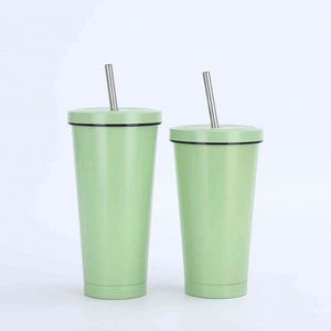 Stainless Steel Tumbler With <b>Straw</b> Double Wall Vacuum Insulated Travel Cup Minimalist Design 24H Thermal Insulation - Product Image 3