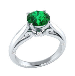 Diseños de anillos de piedras preciosas de circonia verde bañado en plata - Product Image 1