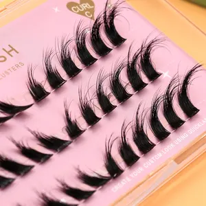 1 Step Nature Look Clear Band Pre Glue Bond 5-7 Days Eyelash Private Label Self Adhesive Cluster Lashes Press On Lash