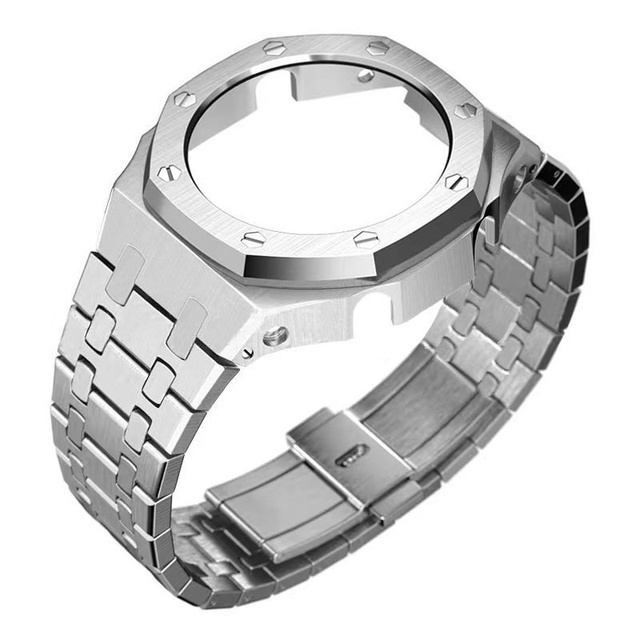 Luxury Stainless Steel Watch Band for Casioak Mod Kit GA2100 Metal Strap Bezel case for Gshock Mod Kit
