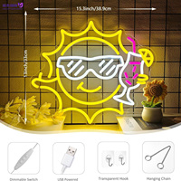 Letrero Luminoso LED de Acrílico con Diseño de Sol de Verano y Bebida, 15.3 Pulgadas, Decoración de Pared, Brillo Ajustable, Ideal para Hogar, Bar y Fiestas, Regalo Perfecto para Graduación