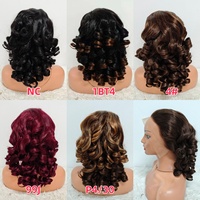 Promotion à 80 $ : Perruques Lace Frontal 13x4 en gros, ondulées lâches, 18 pouces, colorées, bouclées naturelles et volumineuses, en cheveux naturels noirs # 99J, # 4