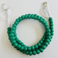 Câble de charge rapide Type-C 5A 4-en-1 fait main avec perles acryliques de couleur unie pour téléphone et ordinateur