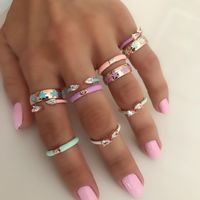 Bague ajustable ouverte pour femme, plaquée or, avec double goutte d'eau colorée et pierre précieuse blanche, émail néon, 5 couleurs, oxyde de zirconium