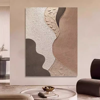 Peinture murale 3D moderne faite à la main, paysage marin aux couleurs neutres, effet vague de plage, toile décorative 3D