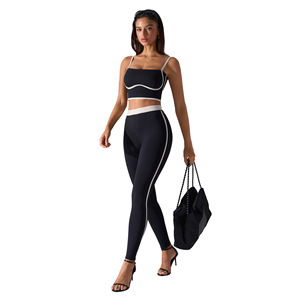 Conjunto Deportivo de Yoga y Running para Mujer, con Sujetador de Alta Sujeción, Diseño Color Block, Nuevo, Efecto Push-Up, Ropa Deportiva - Product Image 1