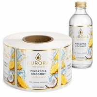 Étiquettes autocollantes en vinyle écologiques, imperméables, imprimées UV avec feuille d'or personnalisée, pour l'emballage des bouteilles
