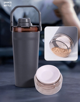 Bouteille d'eau isotherme en acier inoxydable personnalisée de 20 oz, avec poignée portable pour le sport, la salle de sport, les boissons froides et chaudes