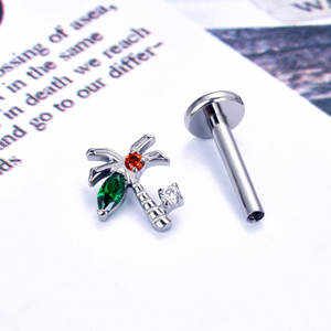 G23 Titane 16G Boucles d'oreilles Palmier Couleur Zircon Incrustation Summer Vibe Boucles d'oreilles Tragus <span class=keywords><strong>Helix</strong></span> Lobe Fashion <span class=keywords><strong>Piercing</strong></span> Jewelry - Product Image 4
