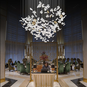 manufacturer customized hotel villa decoration <b>large</b> led flower chandelier wedding for ceiling decoration - Product Image 5