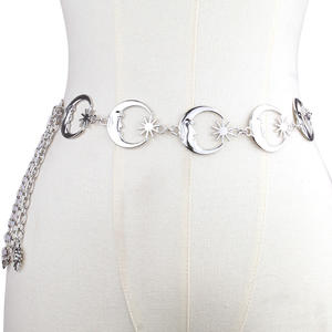 Cadena de cintura Moon de aleación de zinc, estilo punk, para uso diario, color plateado, diseño de una sola vuelta, accesorio de joyería de moda - Product Image 5