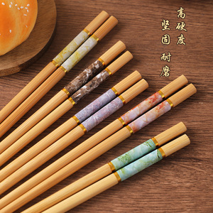 Palillos de bambú al por mayor, palillos de imitación de porcelana con patrón de mármol para el hogar, palillos de bambú carbonizados antideslizantes - Product Image 1