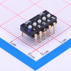 HAM-05HWA-R DIP Switch Through hole Component (THT) Switch Flat Toggle, Raised Type Single Pole Single Throw 5 2.54mm - Product Image 1