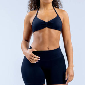 Soutien-gorge de sport pour femme AliExpress Seamless Yoga Halter Bra, couleur unie, nylon mat hautement élastique, pour vêtements d'extérieur - Product Image 5