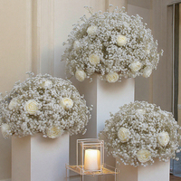 Boule de fleurs artificielles en tissu, rose et gypsophile, arrangement floral 40-80cm, centre de table de mariage, décoration événementielle romantique