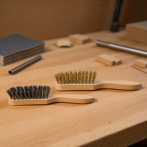 Cepillo de mano Ttake con mango de madera, acero inoxidable, 6x15x25 mm, 24 alambres - Product Image 3