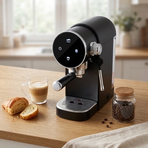 Machine à expresso tactile en plastique AZ-EM1512B, idéale pour les <span class=keywords><strong>d</strong></span>ébutants, 15 bars, semi-automatique, avec fonction pré-infusion pour barista à domicile - Product Image 2