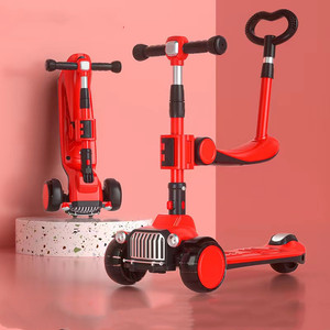 Trottinette Enfant Pliable 3-en-1 <span class=keywords><strong>avec</strong></span> Siège, Poignée de Poussée, Roues Lumineuses et Hauteur Réglable – Offre Spéciale - Product Image 3