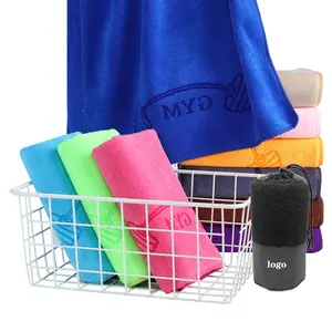Custom logo Gym Towel Microfiber 400 Polyester Woven Sports Fitness Towel Yoga Travel Antibacterial Towel