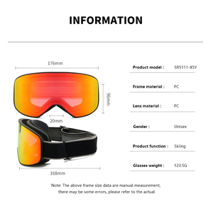 แว่นตาเล่นสกี UV400สีฟ้า/ขาวกันหมอกกันลมใส่ได้ทั้งชายและหญิงไร้กรอบขนาดใหญ่ออกแบบได้ตามต้องการ - Product Image 3