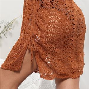 ชุดเดรสตาข่ายถักโครเชต์ฉลุลายสำหรับใส่เดินชายหาด,ผ้าถุงมี5สีใหม่ปี2022 - Product Image 5