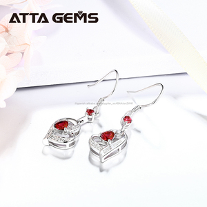ATTA gemas de Plata de Ley 925 de plata pendientes de plata con rubí zafiro en forma de corazón de piedras preciosas - Product Image 3