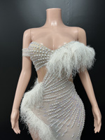 Novance Y5875 Vente en gros Nouvelle tendance Vêtements de danse asymétriques à plumes Perles Vêtements de marque de luxe de haute qualité