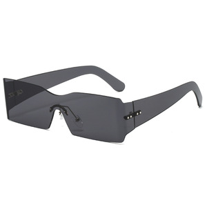Lunettes De soleil sans monture femmes Rectangle lunettes femme 2025 mode hommes marron nuances quatre lentilles conception une pièce lunettes Gafas De <span class=keywords><strong>Sol</strong></span> - Product Image 3