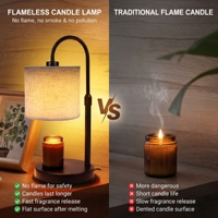 Lampe chauffe-bougie sans flamme de style bohème côtier, avec abat-jour en lin naturel réglable en hauteur, pour la décoration de la maison