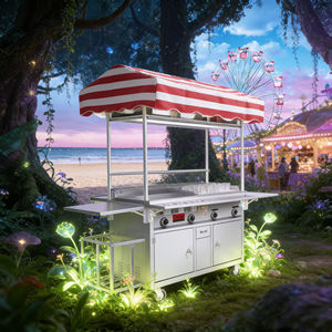 Stainless Steel Convertible 4 Wheel Mobile Snack <b>Food</b> Cart Grill Built-In <b>Heater</b> Rust Resistant 2-Year Warranty for Outdoor Use - Product Image 4