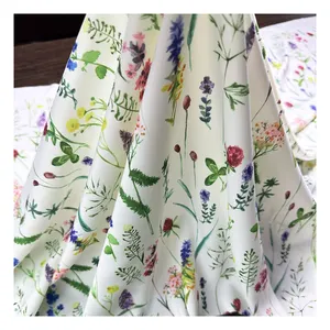 The factory outlet tropical plant flowers design 180gsm tencel satin 97%polyester 3% spandex tencel fabric china for clothing