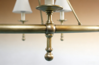 Lustre YH de style américain classique à 6 lumières en laiton massif, luminaire suspendu pour salle à manger et cuisine avec abat-jour décoratifs pour plafond
