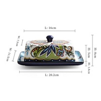 Récipient de stockage de nourriture de style ferme de fabrication professionnelle en Chine assiette en céramique florale et couvercle plat à beurre avec couvercle
