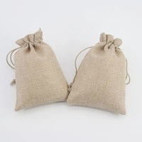 Petites pochettes en lin naturel pour cadeaux, sacs en toile de jute avec cordon de serrage pour emballage de bijoux