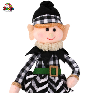 Zaves Wholesale Paire d'<span class=keywords><strong>elfes</strong></span> modernes en peluche polaire à membres flexibles de 14 pouces, à carreaux noir et blanc, pour décoration de Noël à la maison et sur l'arbre - Product Image 2