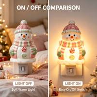 Lampe de nuit LED en forme de bonhomme de neige de Noël pastel, éclairage décoratif à brancher, décoration de maison pour les fêtes, lumière douce et chaude, cadeau, vente en gros