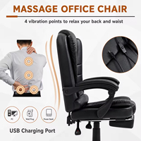Kursi Kantor Eksekutif Modern Pijat Putar Ergonomis Kulit PU Grosir Boss dengan Sandaran Kaki dan Ketinggian yang Dapat Disesuaikan