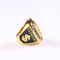 Trendiger Maßgefertigter Herren-Ring aus Roségold-Plattiertem Kupfer, Klassischer Meisterschaftsring mit Zirkonia, Romantisches Jubiläumsgeschenk, Einheitsgröße