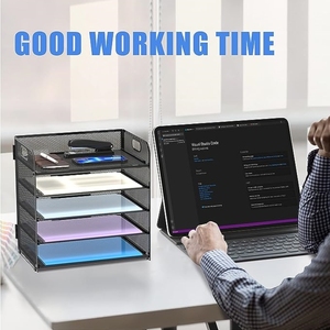 2023Amazon tốt nhất người bán 5 Khay giấy tổ chức với xử lý lưới bàn tập tin thư tổ chức giấy đen SORTER văn phòng nhà trường - Product Image 2