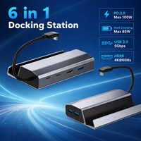 Stasiun Docking Steam Deck 6 in 1 4K 60Hz HDMI 100W PD Tipe C 5Gbps USB 3.0 TV Base Stand Holder Hub untuk ROG Ally Switch