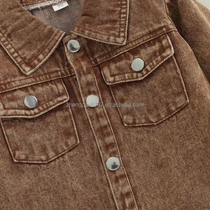 Vestes <span class=keywords><strong>en</strong></span> denim décontractées pour enfants, manteau avec poche et col à revers à manches longues, vêtements d'automne unisexes pour bébés - Product Image 3
