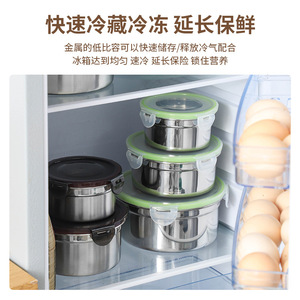Stainless Steel Food <b>Storage</b> Container Round Clip On <b>Lid</b> Airtight For Travel And Refrigerator Use - Product Image 5