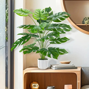 Plante artificielle Monstera Deliciosa, 18 feuilles, PVC, grande décoration d'intérieur, salon, plante en pot, verdure - Product Image 1