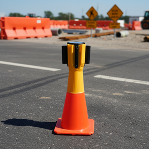 Venta al por mayor de calidad superior, cinturón retráctil de plástico amarillo, cono de tráfico, barrera superior, productos de advertencia de tráfico - Product Image 6