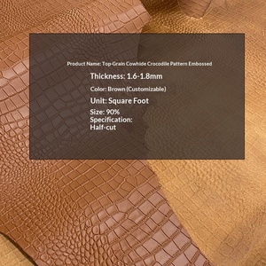 Cuir de vachette première couche <span class=keywords><strong>jaune</strong></span> gaufré motif <span class=keywords><strong>crocodile</strong></span> anti-boulochage 1,8 mm pour bagages, carnets et projets DIY faits main - Product Image 3