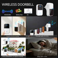 Sonnette sans fil auto-alimentée SIXWGH RF433 avec bouton poussoir en acrylique, récepteur prise AU, 38 mélodies, 4 niveaux de volume pour maison, villa, bureau