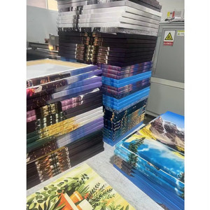 Impression sur toile sans cadre Lotus, Peinture abstraite moderne de coucher de soleil, Décoration murale pour salon, Bleu jaune vibrant, Cadeau <span class=keywords><strong>zen</strong></span> pour la maison - Product Image 6