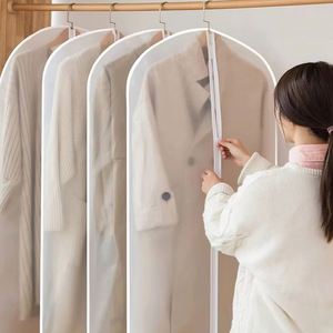 Washable Thick Transparent Clothing Dust Cover Waterproof Hanging Pocket Coat <b>Storage</b> Bag for Household Use - Product Image 1