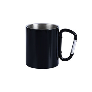 LIHENG Montañismo al aire libre Taza de café de viaje 304 <span class=keywords><strong>Material</strong></span> con botón de mango de mosquetón <span class=keywords><strong>Material</strong></span> de acero inoxidable 201 - Product Image 5