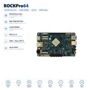 Placa de Desarrollo HT ROCKPro64 RK3399 Rockchip Hexa Core, Computadora de Placa Única con Pantalla 4K, Compatible con Android y Linux para Aplicaciones Integradas - Product Image 1